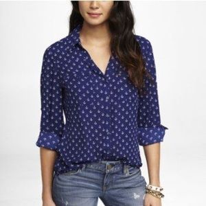 Express Anchor Print Convertible Portofino Shirt